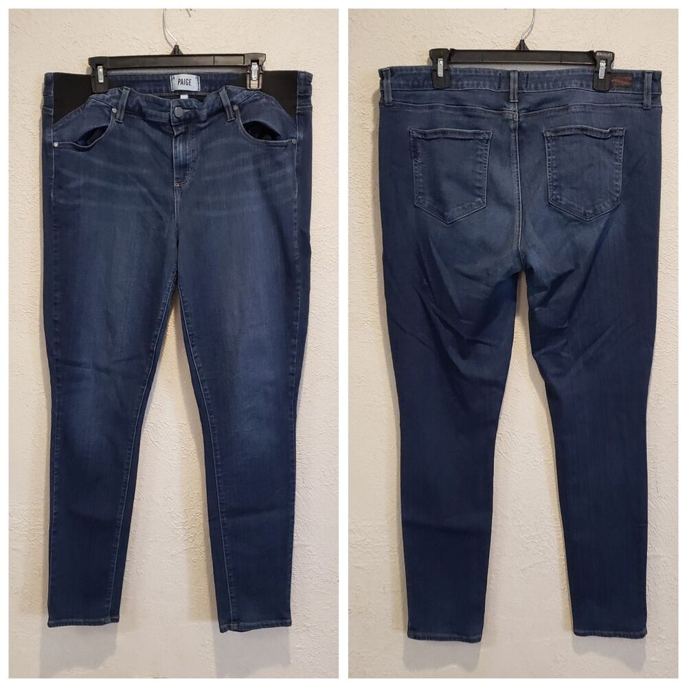 Paige Jeans Women's Sz 34 Blue Hoxton Ankle High Rise Medium Wash Denim Distress